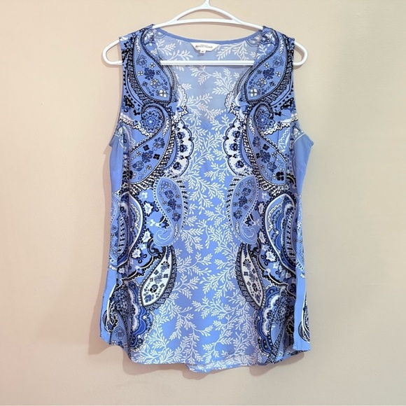 Northern Reflections Blue Sleeveless Blouse with Paisley Design - Picture 1 of 7